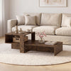 2-Tier Coffee Table Modern Irregular Center Table with Open Storage Shelf-Brown - Gallery View 1 of 10