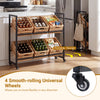 2-tier drink crate rack in black with 4 universal wheels, designed for easy transport and storage of beer and water.
