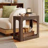 2-tier walnut end table with rustic wood grain, open bottom shelf, perfect for living room storage and style.