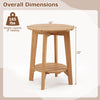 2-tier eucalyptus wood side table showcases a spacious tabletop and lower shelf, ideal for backyard or patio organization.