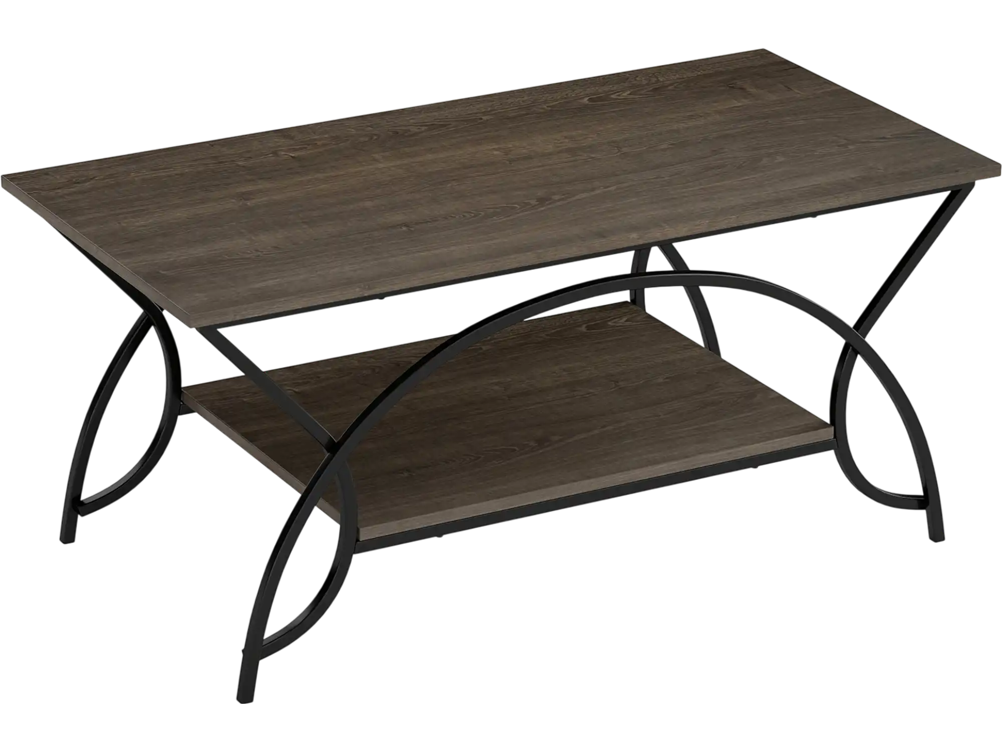 Costway 2-Tier Faux Marble Coffee Table Metal Frame 08413769 New