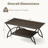 2-tier faux marble coffee table with oak finish, featuring a metal frame and overall dimensions for stylish.
