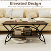 2-tier faux marble coffee table with a white marble top and gold metal frame, featuring an elevated design for easy.