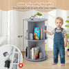 Gray 2-tier rotating kids bookshelf with bear baffles, 25.5" height, ideal for playroom or bedroom storage.