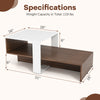 Geometric 2-tier coffee table in white and brown with unique storage shelves, ideal for living room or reception use.