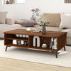 2-Tier Mid Century Modern Coffee Table with Storage Shelves Compartments-Walnut - Gallery View 1 of 10