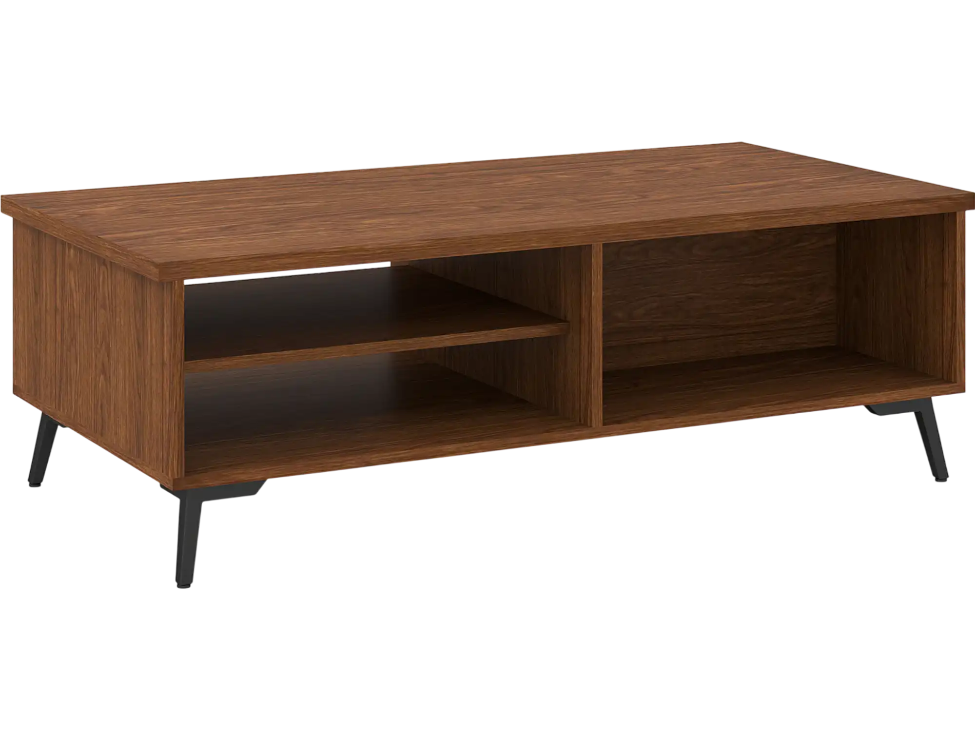 Costway 2-Tier Mid Century Modern Coffee Table Storage Shelves Compartments 13075366 New