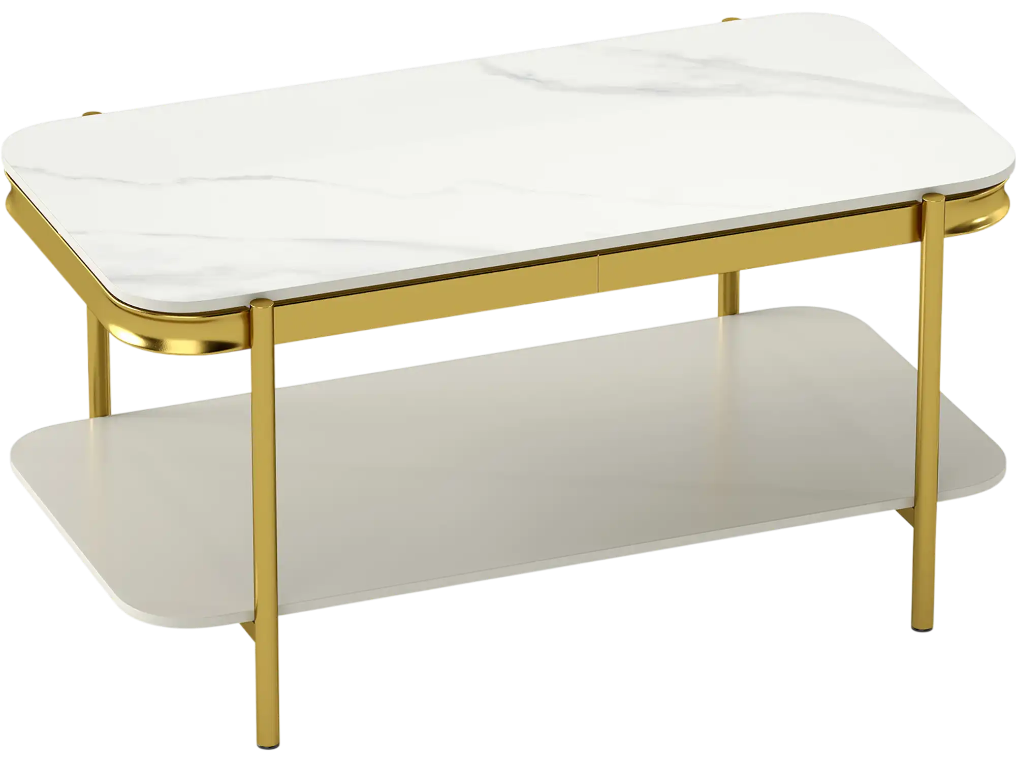 Costway 2-Tier Modern Rectangular Coffee Table Sintered Stone Top 46026821 New
