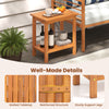 2-tier acacia wood side table with slatted tabletop and sturdy legs, ideal for outdoor patio or garden use.