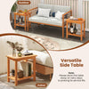2-tier acacia wood side table with slatted top and storage shelf, ideal for indoor or outdoor use on patios or.