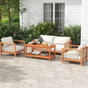 Spacious 2-tier patio coffee table with elegant natural wood finish and slatted design, perfect for outdoor gatherings.