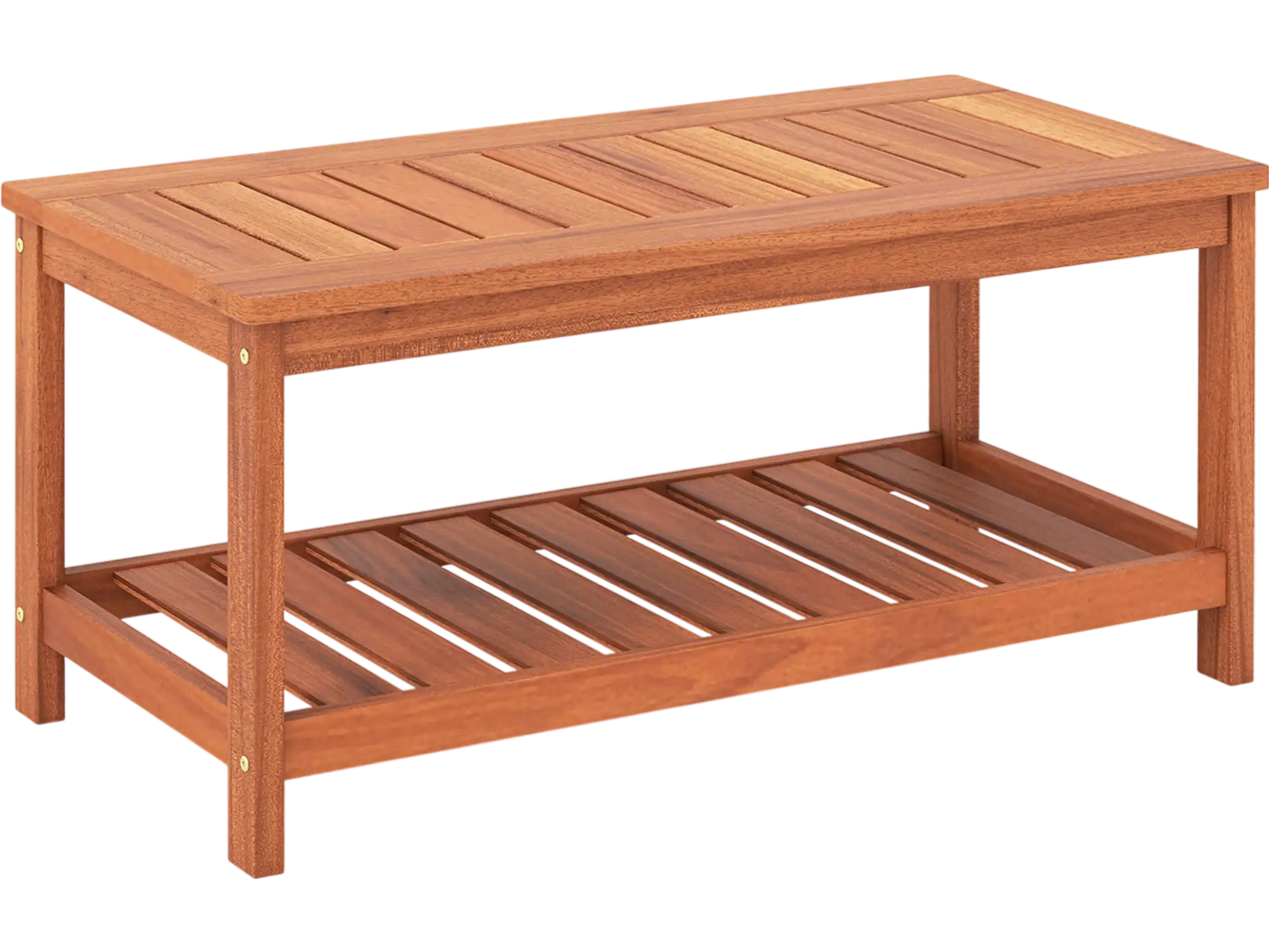Costway 2-Tier Patio Coffee Table w/ Slatted Top Shelf 65248739 New