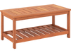 2-Tier Patio Coffee Table with Slatted Tabletop and Shelf