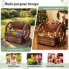 2-tier rustic wood wagon planter box with drainage holes, perfect for growing flowers or displaying potted plants.