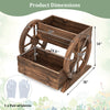 2-tier rustic wood wagon-shaped garden bed with drainage holes, perfect for flowers or potted plants, 18" wide.