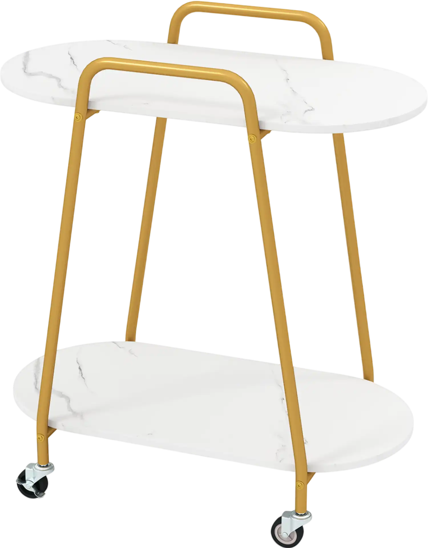 Costway 2-Tier Rolling End Table Faux Marble Small Spaces 44303247 New