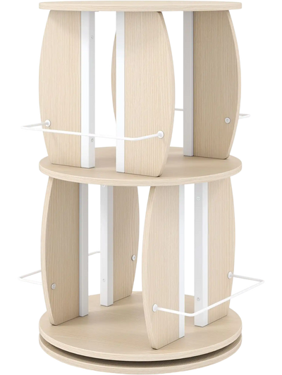 Costway 2-Tier Rotating Bookshelf Tower Display Stand Side Rails 67022341 New