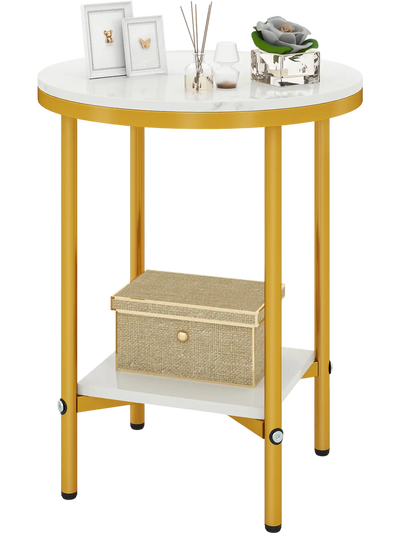 Costway 2-Tier Round Coffee Table Storage Shelf Side Table 74573508 New