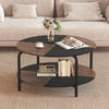 2-Tier Round Coffee Table Metal Frame with Storage Shelf-Rustic Brown - Gallery View 1 of 11