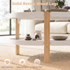 Close-up of the solid beech wood legs of the round coffee table, highlighting their wear-resistant and splinter-free design.