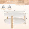 2-tier round coffee table in white with solid beech wood legs, ideal for organizing items in the living room.