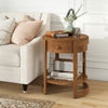2-Tier Round End Table Mid Century Modern Nightstand-Oak - Gallery View 1 of 10