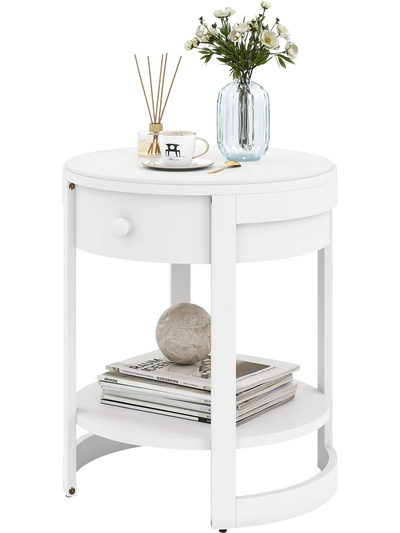 Costway 2-Tier Round End Table Mid Century Modern Nightstand 68194732 New