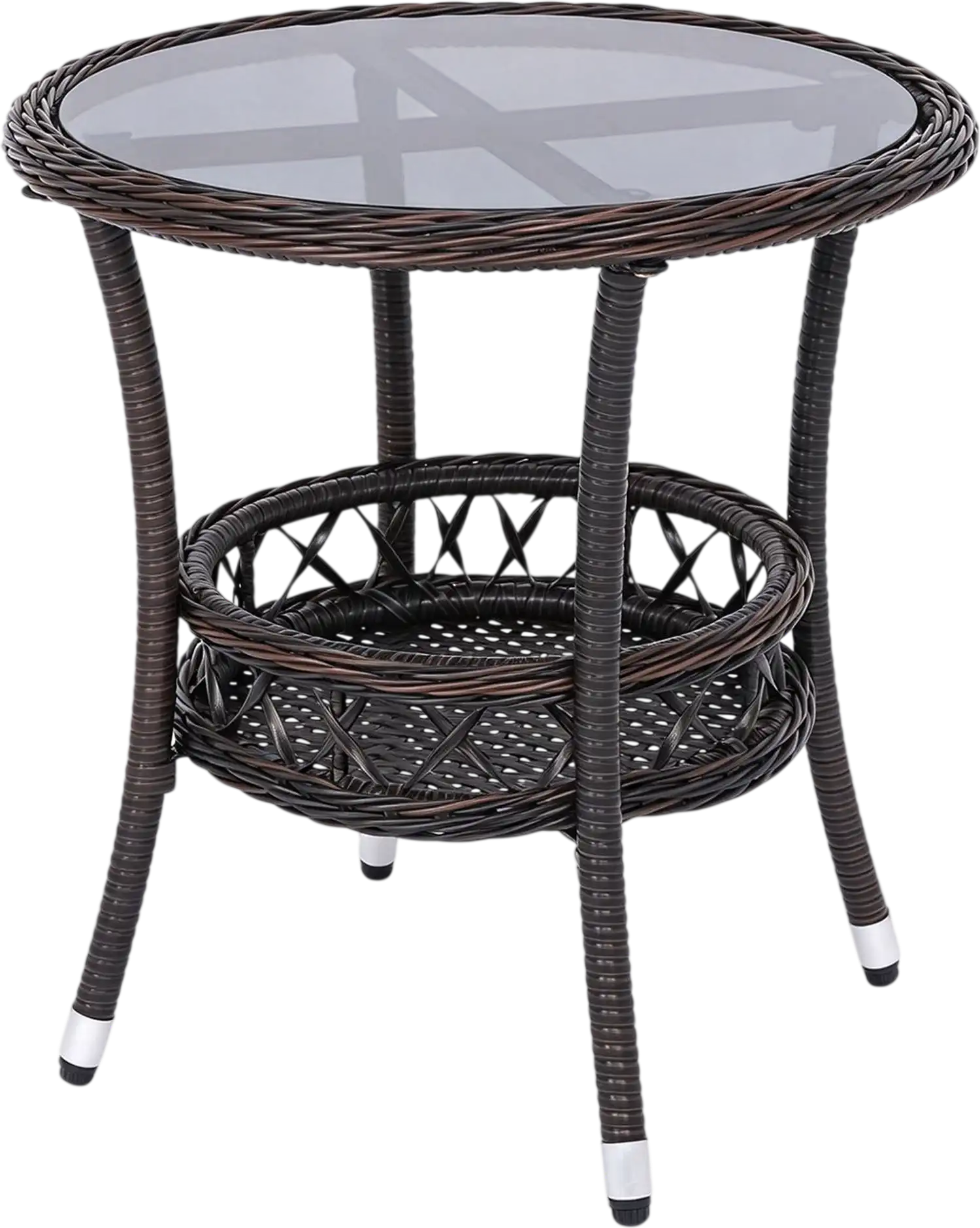 Costway 2-Tier Patio Coffee Table Tempered Glass Top Storage Shelf 37119858 New