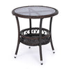2-Tier Small Bistro Table Set of 1 with Tempered Glass Tabletop and Storage Shelf for Patio - Gallery View 1 of 2