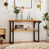 2-tier solid teak wood bathroom shelf with towel rack, showcasing natural wood grain, perfect for stylish storage.