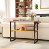 2-tier solid teak wood shelf with towel rack, featuring natural wood grain, ideal for bathrooms and living rooms.