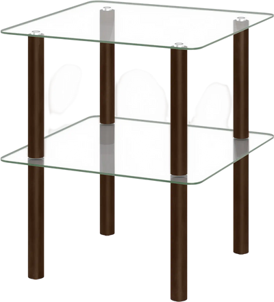 Costway 2-Tier Square End Table w/ Shelf Clear Tempered Glass Top 93016429 New