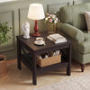 2-Tier Square Side Table with Storage Shelf and X-Frame for Bedroom Living Room-Brown - Gallery View 1 of 9