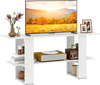 2-tier white TV stand with open shelf, designed for TVs up to 55 inches, perfect for stylish living room storage.