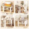 2-Tier white TV stand with open shelf, designed for TVs up to 55 inches, ideal for versatile storage and stylish decor.