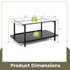 2-tier black coffee table with tempered glass top and storage shelf, featuring a 440 lbs weight capacity for versatile use.