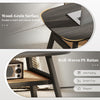 2-tier rectangular coffee table with dark gray wood-grain surface and well-woven PE rattan shelf for stylish storage.