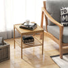 Bamboo nightstand set featuring a compact design, open shelves, and a natural finish for versatile use in any room.
