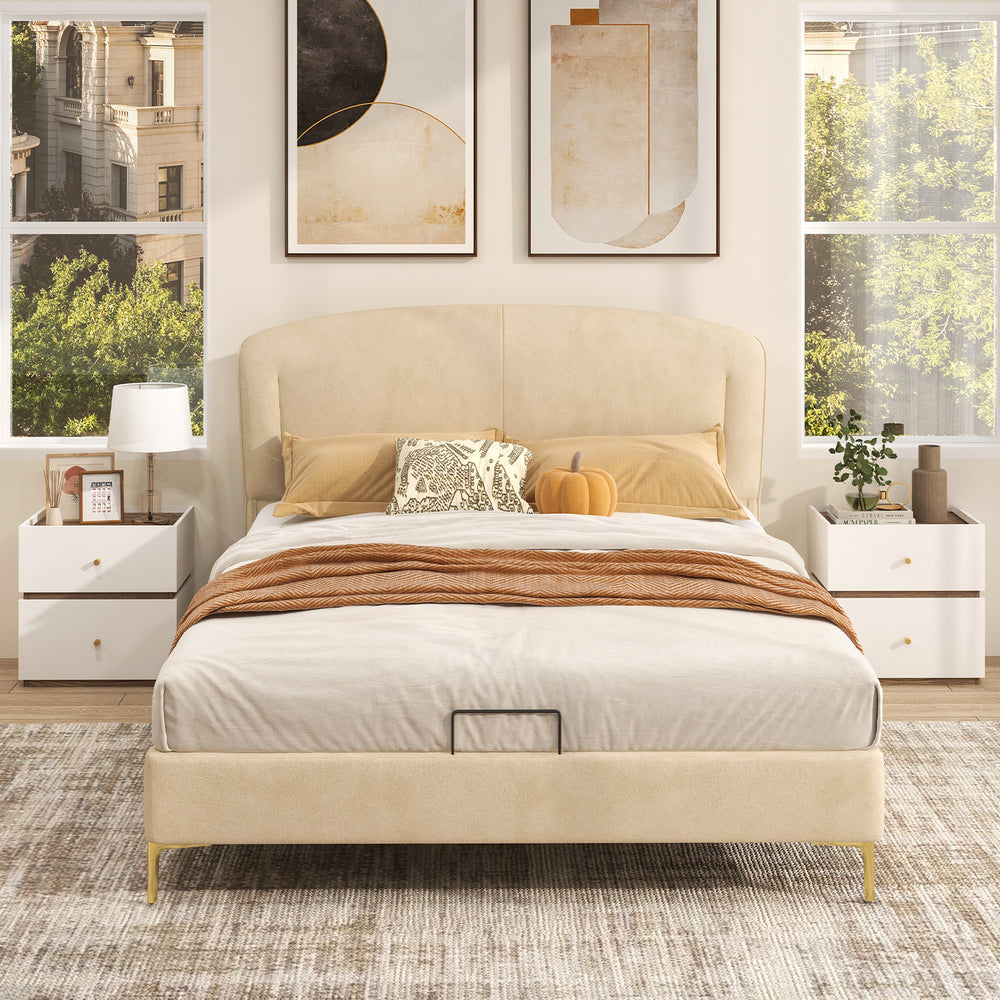 Modern 2-drawer nightstand with wood grain finish, perfect for bedroom storage and easy access to bedtime essentials.