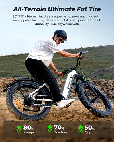 isinwheel U8 Ultra Electric Bike All-Terrain 1500W 28 MPH 105 Mile Range 48V New