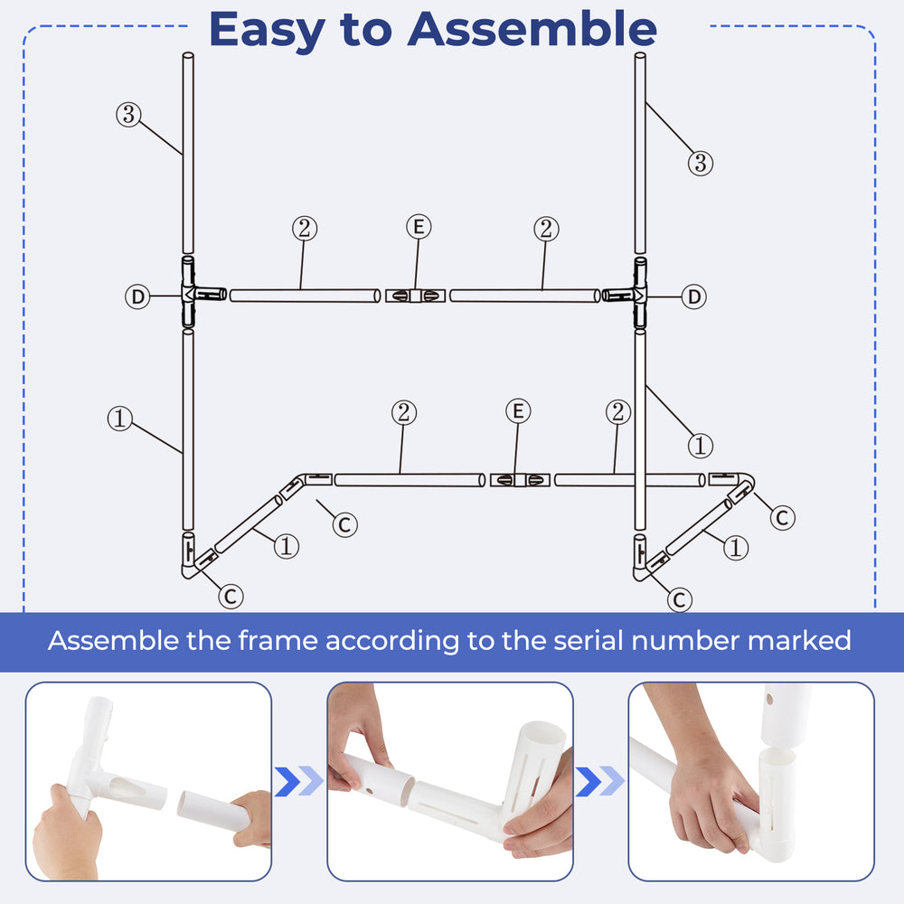Assembly instructions for 2 in 1 all-weather football training equipment with clear serial numbers for easy setup.