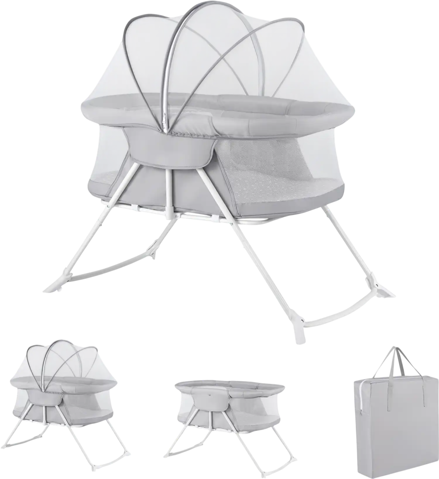 Costway 2-in-1 Baby Bassinet Rocking Foldable Bedside Sleeper Mesh 16112315 New