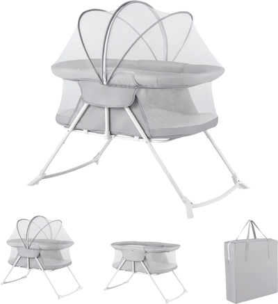 Costway 2-in-1 Baby Bassinet Rocking Foldable Bedside Sleeper Mesh 16112315 New