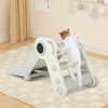 Toddler climbing slide in gray with safety guardrails, designed for fun and skill development for ages 18+ months.