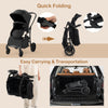 2-in-1 baby stroller in black, showcasing quick folding for easy carrying and transport, ideal for parents on the go.