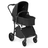 2-in-1 baby stroller in black with a high landscape design and premium EVA wheels for smooth rides on various terrains.