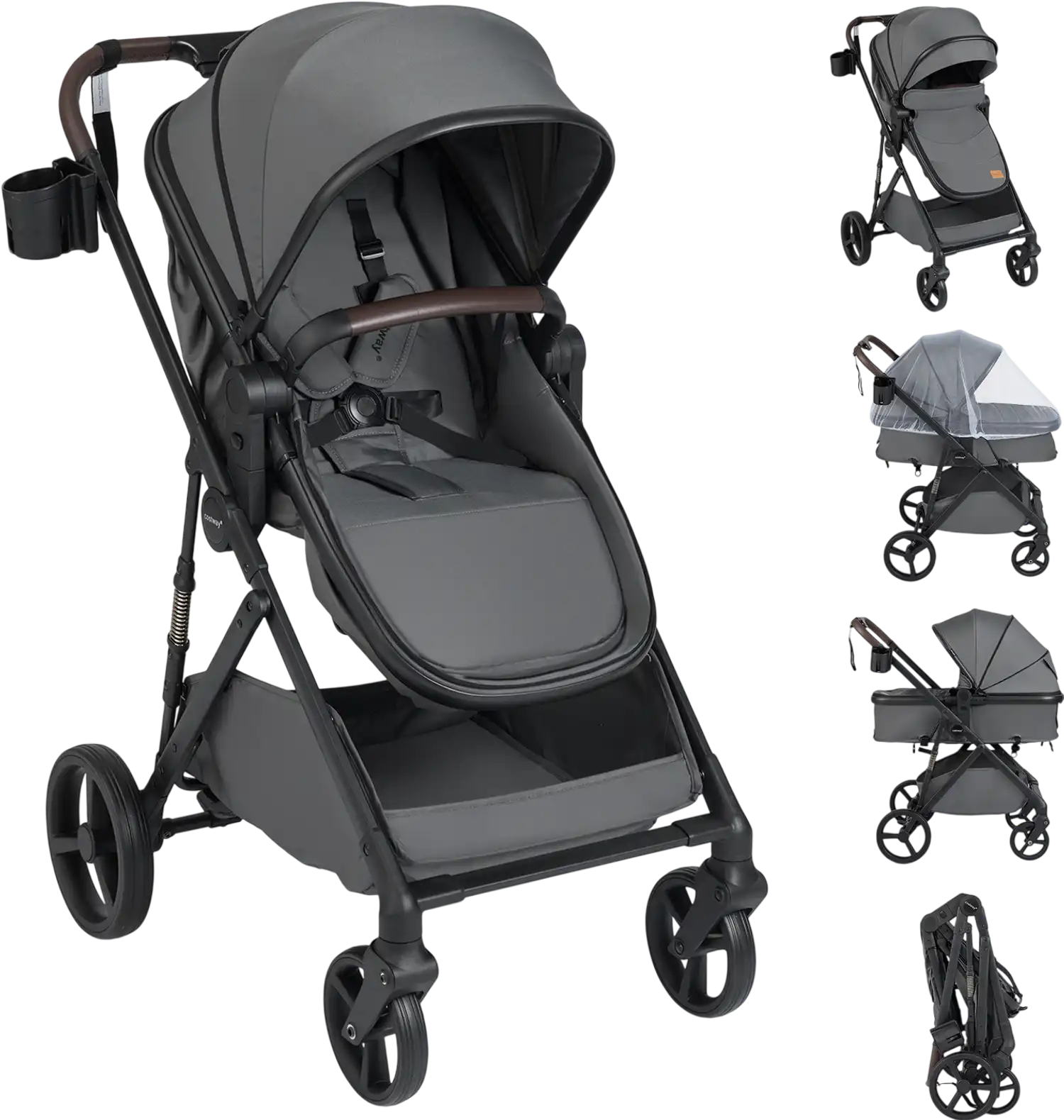 Costway 2-in-1 Baby Stroller Bassinet High Landscape Reversible Seat Canopy 40998533 New