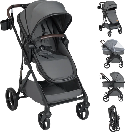 Costway 2-in-1 Baby Stroller Bassinet High Landscape Reversible Seat Canopy 40998533 New