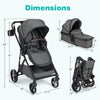 2 in 1 baby stroller in gray with bassinet mode, adjustable canopy, and all-terrain wheels for versatile outdoor use.