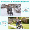 2 in 1 baby stroller in gray with removable footmuff, shown in both winter and summer settings for versatile use.